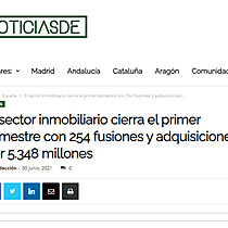 El sector inmobiliario cierra el primer semestre con 254 fusiones y adquisiciones por 5.348 millones